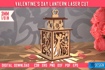 Valentine's Day Lantern | Romantic Gift | Night Light | Shadow Lamp | CNC File SVG Fly Design 
