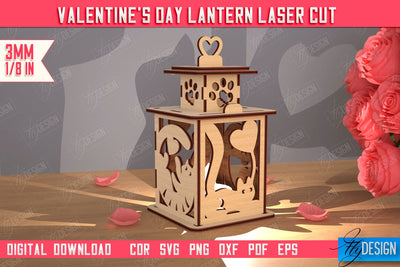 Valentine's Day Lantern | Romantic Gift | Night Light | Shadow Lamp | CNC File SVG Fly Design 