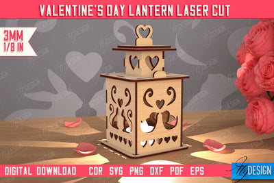 Valentine's Day Lantern | Romantic Gift | Night Light | Shadow Lamp | CNC File SVG Fly Design 