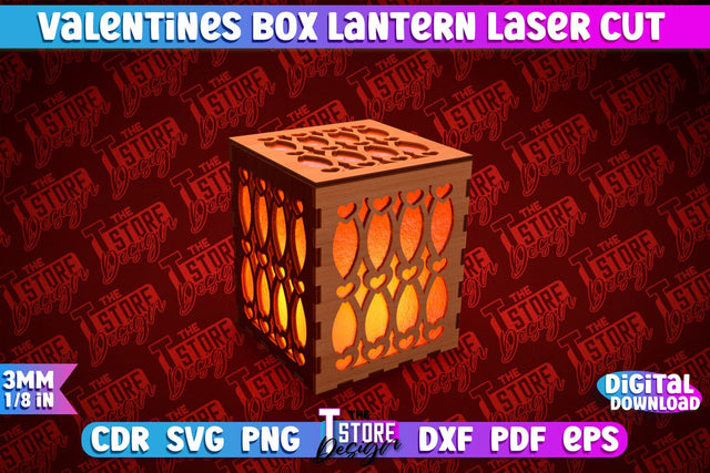 Valentine's Day Lantern | Romantic Gift | Night Light | Shadow Lamp | CNC File SVG The T Store Design 
