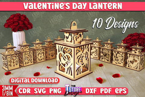 Valentine's Day Lantern | Romantic Gift | Night Light | Shadow Lamp | CNC File SVG The T Store Design 