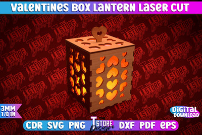 Valentine's Day Lantern | Romantic Gift | Night Light | Shadow Lamp | CNC File SVG The T Store Design 
