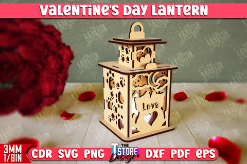 Valentine's Day Lantern | Romantic Gift | Night Light | Shadow Lamp | CNC File SVG The T Store Design 