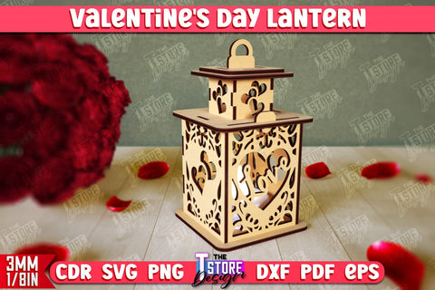 Valentine's Day Lantern | Romantic Gift | Night Light | Shadow Lamp | CNC File SVG The T Store Design 