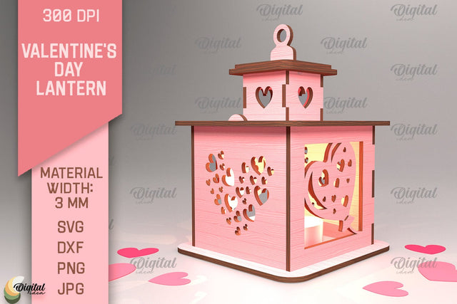Valentine's Day Lantern SVG. 3D Lantern Laser Cut SVG Evgenyia Guschina 
