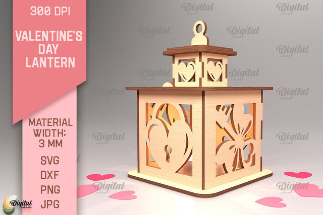 Valentine's Day Lantern SVG. 3D Lantern Laser Cut SVG Evgenyia Guschina 
