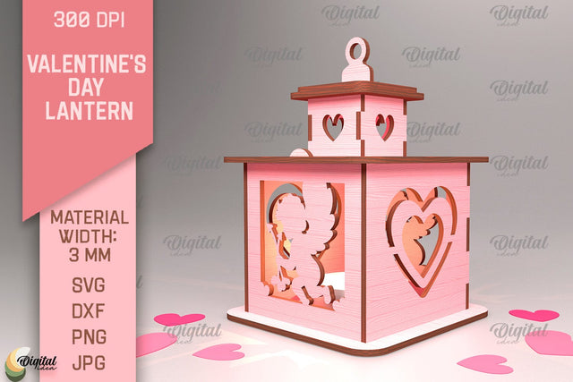 Valentine's Day Lantern SVG. 3D Lantern Laser Cut SVG Evgenyia Guschina 