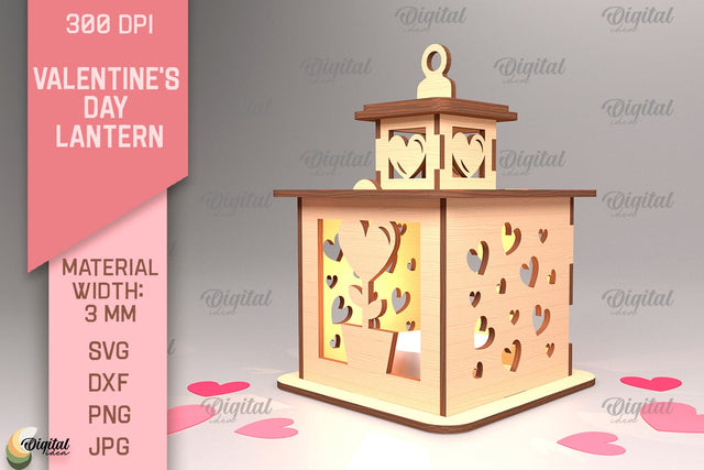 Valentine's Day Lantern SVG. 3D Lantern Laser Cut SVG Evgenyia Guschina 