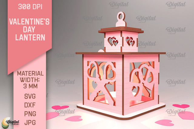 Valentine's Day Lantern SVG. 3D Lantern Laser Cut SVG Evgenyia Guschina 