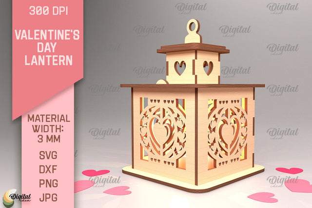 Valentine's Day Lantern SVG. 3D Lantern Laser Cut SVG Evgenyia Guschina 