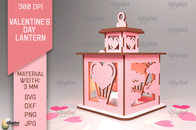 Valentine's Day Lantern SVG. 3D Lantern Laser Cut SVG Evgenyia Guschina 