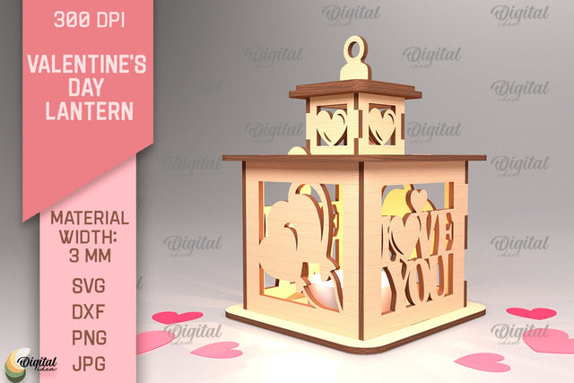 Valentine's Day Lantern SVG. 3D Lantern Laser Cut SVG Evgenyia Guschina 