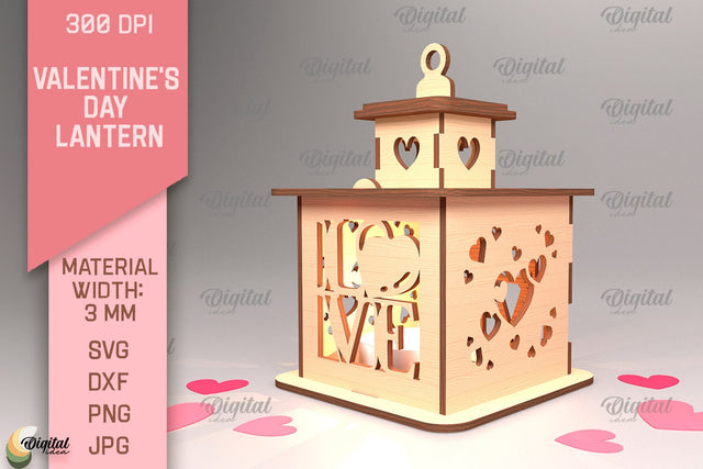 Valentine's Day Lantern SVG. 3D Lantern Laser Cut SVG Evgenyia Guschina 