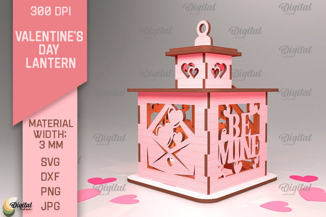 Valentine's Day Lantern SVG. 3D Lantern Laser Cut SVG Evgenyia Guschina 