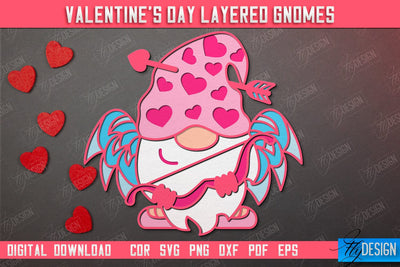 Valentine's Day Layered Gnome | Wall Art | Valentine's Figurine | Holiday | CNC File SVG Fly Design 