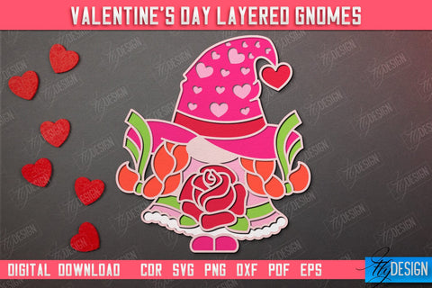 Valentine's Day Layered Gnomes Bundle | Wall Art | Valentine's Figurine | Holiday | CNC Files SVG Fly Design 