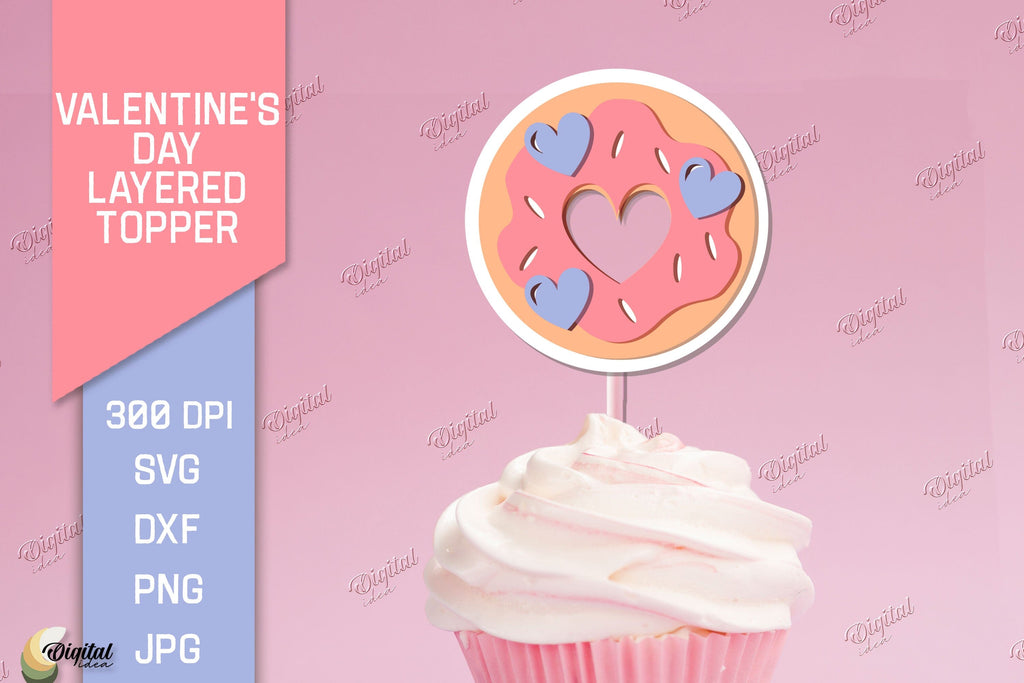 Valentine's Day Layered Topper. Cake Topper Paper Cut - So Fontsy