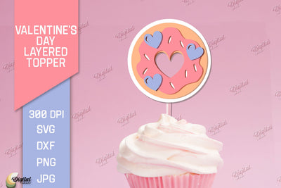 Valentine's Day Layered Topper. Cake Topper Paper Cut 3D Paper Evgenyia Guschina 