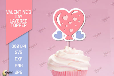 Valentine's Day Layered Topper. Cake Topper Paper Cut 3D Paper Evgenyia Guschina 