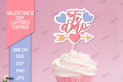 Valentine's Day Layered Topper. Cake Topper Paper Cut 3D Paper Evgenyia Guschina 