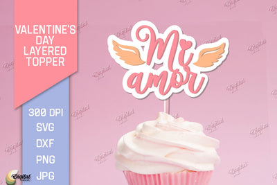 Valentine's Day Layered Topper. Cake Topper Paper Cut 3D Paper Evgenyia Guschina 