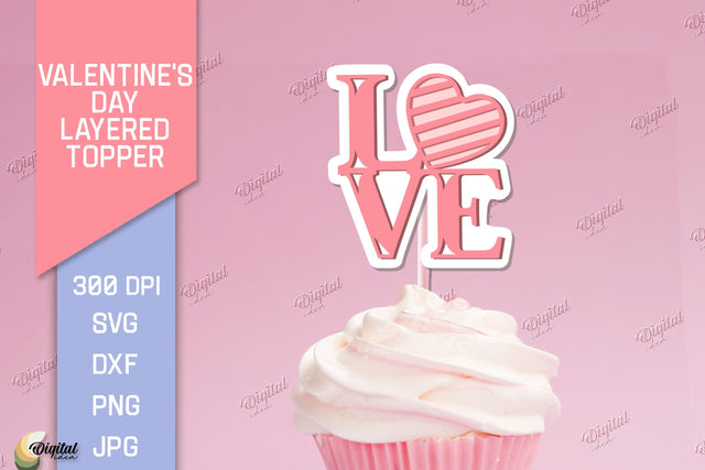 Valentine's Day Layered Topper. Cake Topper Paper Cut 3D Paper Evgenyia Guschina 