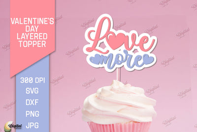 Valentine's Day Layered Topper. Cake Topper Paper Cut 3D Paper Evgenyia Guschina 