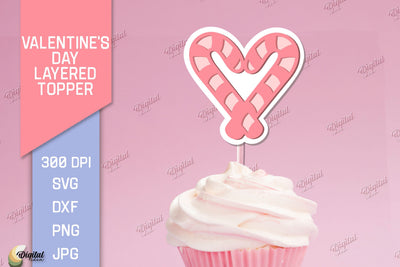 Valentine's Day Layered Topper. Cake Topper Paper Cut 3D Paper Evgenyia Guschina 