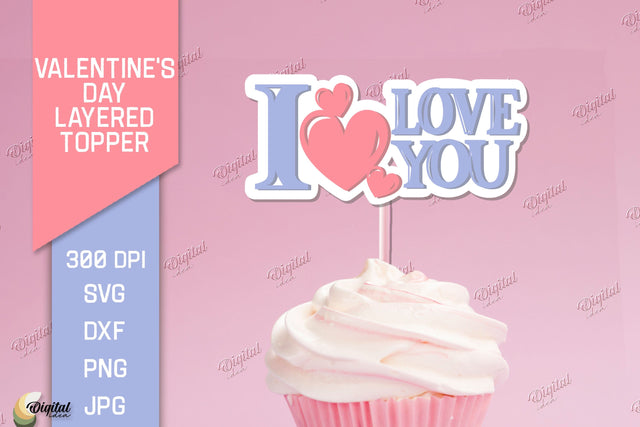 Valentine's Day Layered Topper. Cake Topper Paper Cut 3D Paper Evgenyia Guschina 