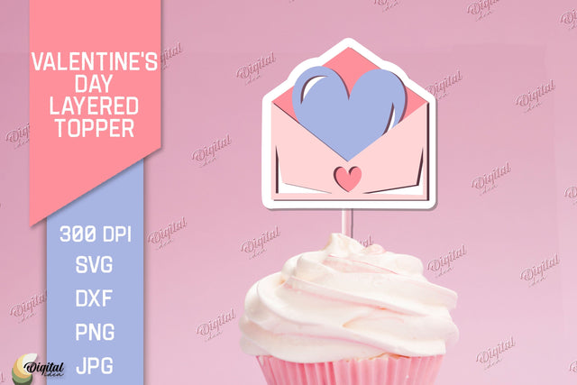 Valentine's Day Layered Topper. Cake Topper Paper Cut 3D Paper Evgenyia Guschina 
