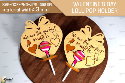 Valentine's Day Lollipop Holder. 3D Heart Laser Cut SVG Evgenyia Guschina 