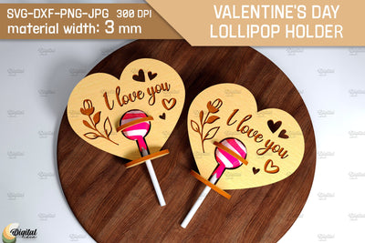 Valentine's Day Lollipop Holder. 3D Heart Laser Cut SVG Evgenyia Guschina 