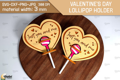 Valentine's Day Lollipop Holder. 3D Heart Laser Cut SVG Evgenyia Guschina 