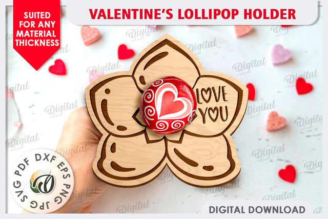 Valentine's Day Lollipop Holder LaserCut. Valentine Gift SVG SVG Evgenyia Guschina 