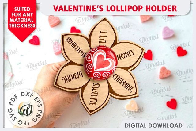 Valentine's Day Lollipop Holder LaserCut. Valentine Gift SVG SVG Evgenyia Guschina 