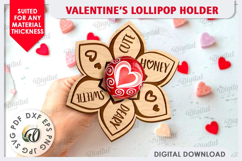 Valentine's Day Lollipop Holder LaserCut. Valentine Gift SVG SVG Evgenyia Guschina 