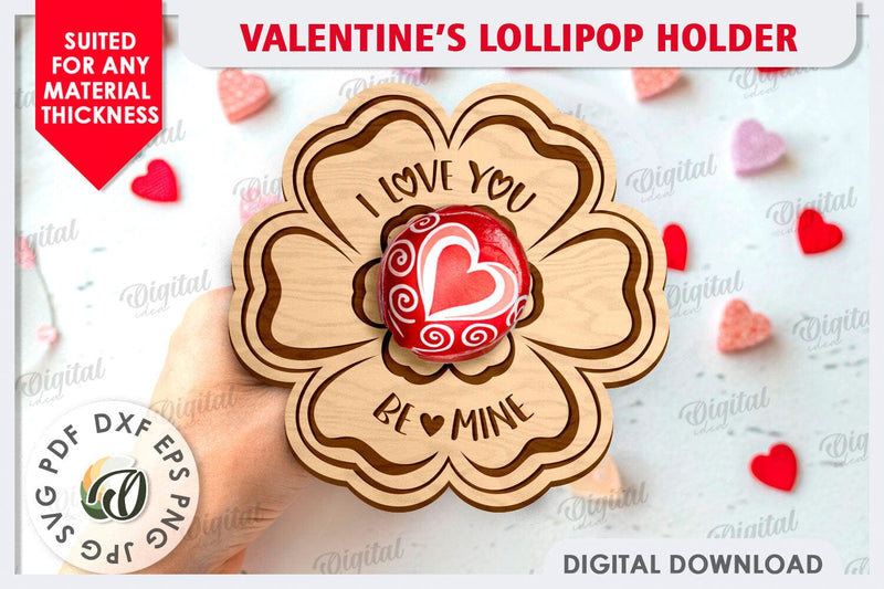 Valentine's Day Lollipop Holder LaserCut. Valentine Gift SVG SVG Evgenyia Guschina 