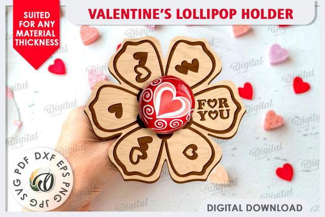 Valentine's Day Lollipop Holder LaserCut. Valentine Gift SVG SVG Evgenyia Guschina 