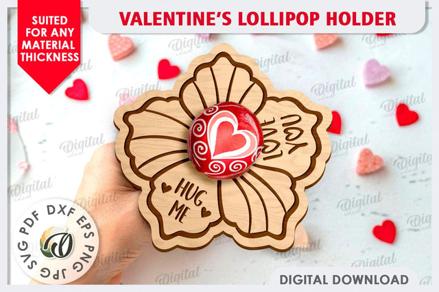 Valentine's Day Lollipop Holder LaserCut. Valentine Gift SVG SVG Evgenyia Guschina 