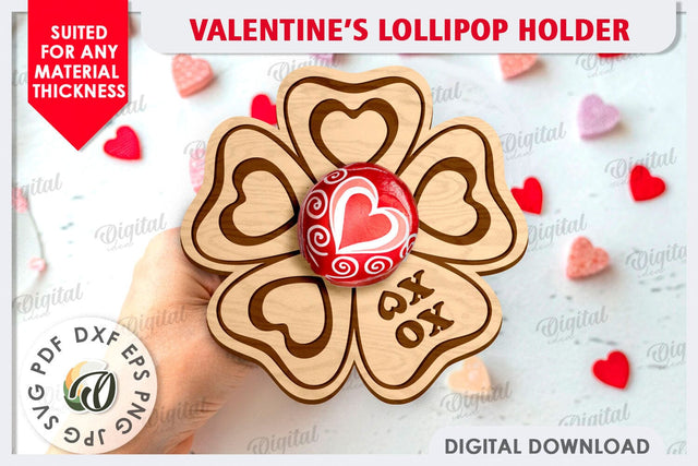 Valentine's Day Lollipop Holder LaserCut. Valentine Gift SVG SVG Evgenyia Guschina 