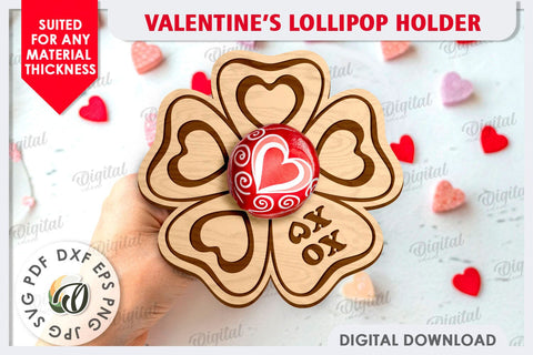 Valentine's Day Lollipop Holders Laser Cut Bundle SVG Evgenyia Guschina 