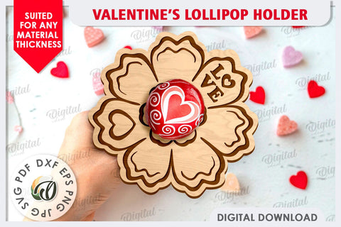 Valentine's Day Lollipop Holders Laser Cut Bundle SVG Evgenyia Guschina 