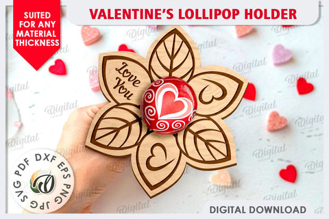 Valentine's Day Lollipop Holders Laser Cut Bundle SVG Evgenyia Guschina 