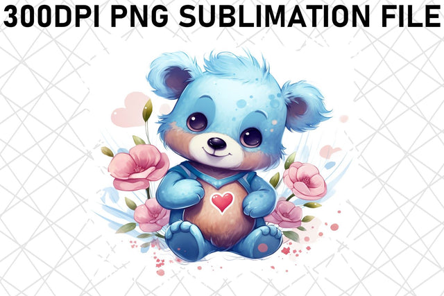 Valentine's Day Love Bear Sublimation - Floral Decor Sublimation afrosvg 