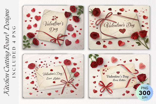 Valentine's Day Love Letter on the Cutting Board Sublimation Regulrcrative 