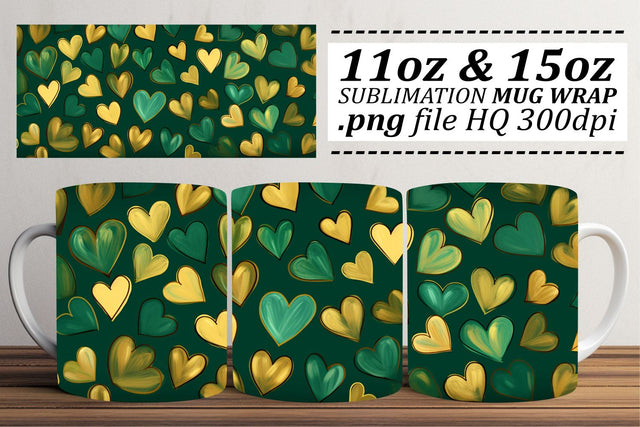 Valentine's Day Love Mug Wrap - Heart Pattern Sublimation 11oz 15oz Sublimation afrosvg 