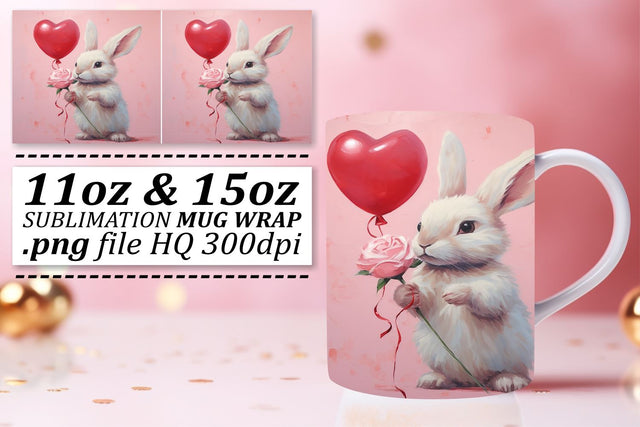 Valentine's Day Love Mug Wrap - Heartfelt Animal Sublimation 11oz 15oz Sublimation afrosvg 