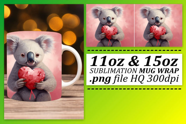 Valentine's Day Love Mug Wrap - Heartfelt Animals Sublimation 11oz 15oz Sublimation afrosvg 