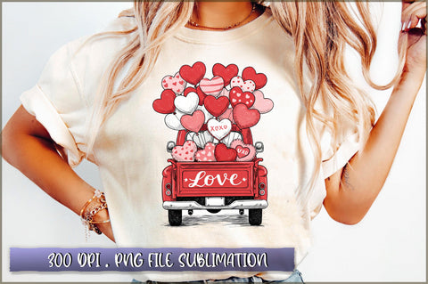 Valentine's Day Love Truck PNG Sublimation Shetara Begum 