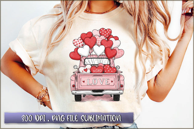 Valentine's Day Love Truck PNG Sublimation Shetara Begum 